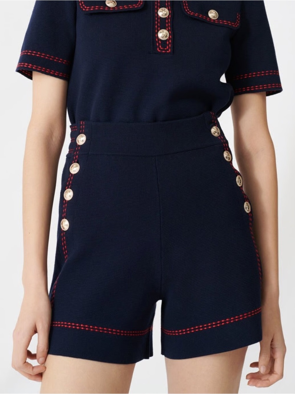 Maje Navy Nautical-style knit shorts